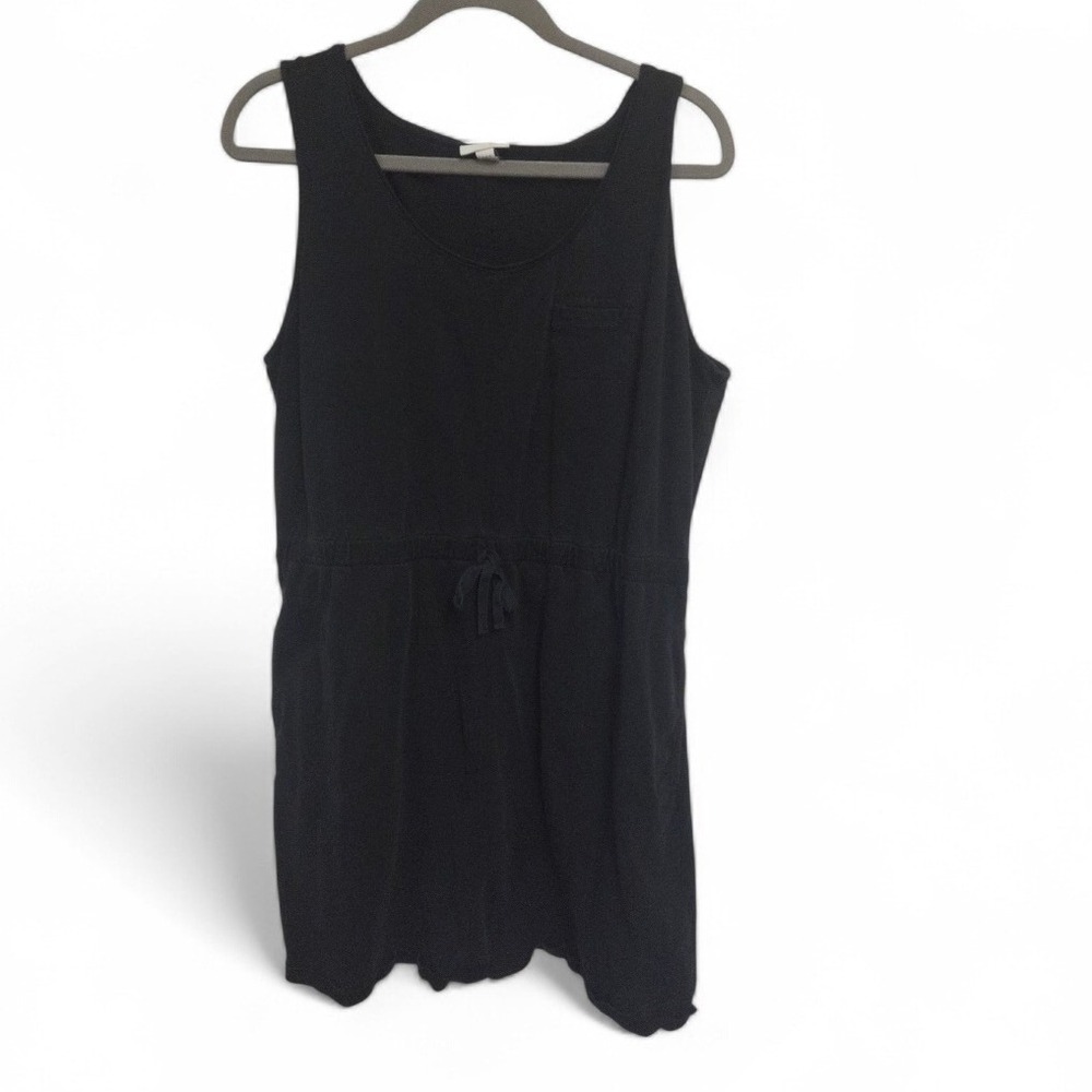 J. Jill Womens Black Sleeveless‎ Drawstring Waist Knit Tank Dress Large L